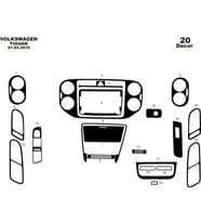 Meriç® Volkswagen Tiguan Ön Torpido Kaplama Maun 20 Parça 2011-2015 (Piano Black)