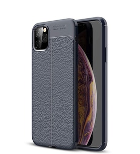 Microsonic Apple iPhone 11 Pro Max (6.5'') Kılıf Deri Dokulu Silikon (Lacivert)