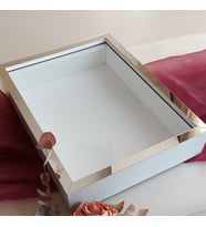 30x40 Cm Fotoğraf Bölümsüz Yarı Gümüş İsimsiz Ledsiz Gül Saklama Kutusu (Beyaz-Gri)