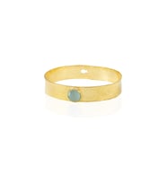 Kadir Jewellery 22 Ayar Altın Kaplama El İşçiliği Zirkon Taşlı Kadın Kelepçe Bilezik (Açık Mavi)