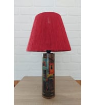 RETRO NOW STREET II  AHŞAP AYAKLI ABAJUR (Kırmızı)