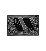 Çiçekli Modeli Welcome Yazlı Kapı Önü Paspası (Gümüş)