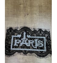 27X14 CM TÜL GÜPÜR PARLAK PAARİS YAZILI ARMA APLİKE İKİŞ AKSESUARI (Siyah)
