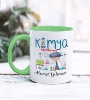 Kimya Öğretmeni Tasarımlı Kişiye Özel Kupa Bardak (Yeşil)