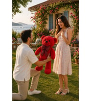 80 cm Rengarenk Papyonlu Ayıcık (%100 Yerli) (Kırmızı)
