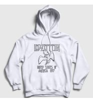 Presmono Unisex Gri Logo Led Zeppelin Kapüşonlu Sweatshirt 96070tt (Beyaz)