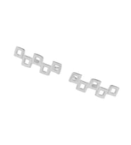 925 Ayar Gümüş Minik Kareler Earcuff Küpe (Gümüş)