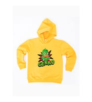 Pj maskeliler Gekko baskılı kapüşonlu pamuklu kumaş çocuk sweatshirt (Sarı)
