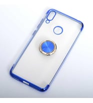 Huawei Y7 2019 Kılıf Gess Kenarları Renkli Yüzük Aparatlı Kılıf (Mavi)