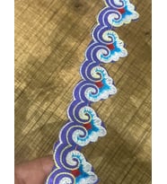 EN 3 CM ÜTÜ İLE YAPIŞAN NAKIŞ İŞLEME ETNİK ŞERİT APLİKE BORDÜR (Mor)