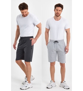 Regular Fit Yanları Cepli Rahat Kesim 2'Li Erkek Şort (Antrasit)