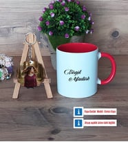 İsme Özel Kupa Bardak Beyaz ve Fotoğraflı Ahşap Anahtarlık Hediye (Model 2)