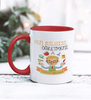 Fen ve Teknoloji Öğretmeni Tasarımlı Kişiye Özel Kupa Bardak (Kırmızı)