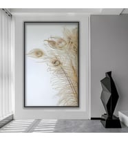 Metal Çerçeveli Çiçekler Cam Tablo (Siyah)