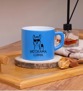No drama llama Tasarımlı Renkli Nescafe Fincanları 220 ML (Mavi)