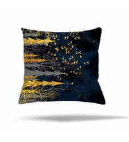 Çiçek Ağaç Kilim Etnik Desen Gizli Fermuarlı Yastık Kılıfı Kırlent Kılıfı Koltuk Yastık Kılıfı  (Lacivert-Gri)