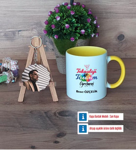 Teknoloji ve Tasarım Öğretmeni Kupa Bardak Beyaz ve Fotoğraflı Ahşap Anahtarlık Hediye Öğretmenler Günü Hediyesi (Model 7)