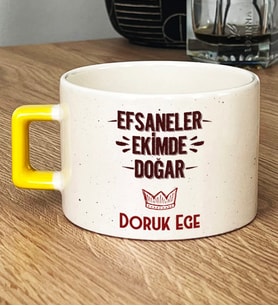 Kişiye Özel Efsaneler Ekimde Doğar Hediye Lüks Fincan Doğum Günü Hediyesi (Sarı)