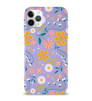 PrintiFy Apple iPhone 11 Pro Max ile Uyumlu Lansman Kılıf Çiçek Tasarımlı İçi Kadife Kapak (Lila)