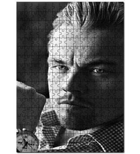 Cakapuzzle Leonardo Di Caprio Siyah Beyaz Yakın Portre Puzzle Yapboz MDF (Ahşap) (500 Parça)