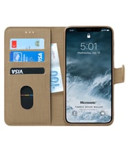Microsonic Apple iPhone X Kılıf Fabric Book Wallet (Gold)