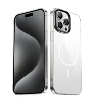 iPhone 15 Pro Kılıf Wireless Şarj Özellikli Şeffaf G-Glass Kılıf (Siyah)