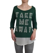 Kadın Boncuk İşli Kayık Yaka Sweat BRG-37415 (Yeşil)