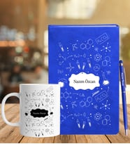 Kimya Öğretmenine Özel Deri Defter Kalem Ve Kupa Seti (Model 2)