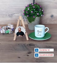 Sınıf Öğretmeni Türk Kahvesi Fincanı Ahşap Altlıklı ve Fotoğraflı Ahşap Anahtarlık Hediye Öğretmenler Günü Hediyesi (Model 9)