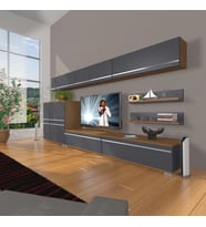 Decoraktiv Eko 8 Mdf Std Tv Ünitesi Tv Sehpası (Antrasit - Ceviz)