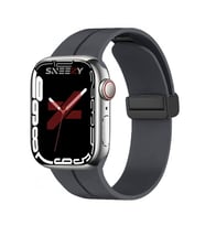 Apple Watch 42mm 44mm 45mm Seri 1 2 3 4 5 6 7 8 Se Uyumlu Coastal Manyetik Tokalı Silikon Kordon (Koyu Gri)