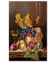 Cakapuzzle Meyveler Kadehler Yapraklar ve Sepet Puzzle Yapboz MDF (Ahşap) (500 Parça)