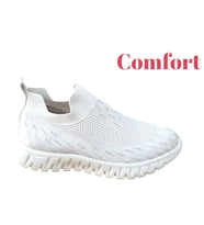 Divamod 502 Kadın Siyah Triko Taşlı Memory Foam Tabanlıklı Comfort Sneaker (Bej)