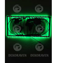 Dünya Led Işıklı Tablo (Yeşil)