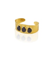Kadir Jewellery 22 Ayar Altın Kaplama El İşçiliği Zirkon Taşlı Kadın Kelepçe Bilezik (Mor)