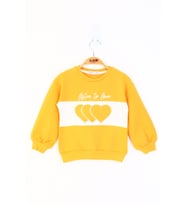 Toontoy Kız Çocuk Kalp Nakışlı Sweatshirt (Hardal)