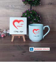 Sevgiliye Hediye Dekoratif Taş, Kupa Bardak Kırmızı Hediye (Model 4)