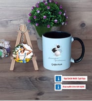 Geometri Öğretmeni Kupa Bardak Beyaz ve Fotoğraflı Ahşap Anahtarlık Hediye (Model 11)