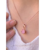 Lotus Çiçeği 14K Rose Altın Kaplama Kadın Kolye (8 RENK) (Pembe)
