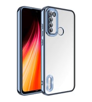 Xiaomi Redmi Note 8 Kılıf Case, Logo Showing Serisi, Şeffaf, Kamera Korumalı, Logo Gösteren Renkli Çizgi Tasarım (Royal Mavi)