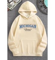 Unisex Michigan Tasarım Sweatshirt (Bej)