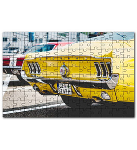 Cakapuzzle Sarı Mustang Klasik Arka Görünüş Yakın Plan Puzzle Yapboz MDF (Ahşap) (1000 Parça)