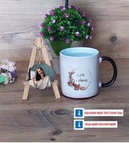 Doğum Günü Hediyesi İsme Özel Kupa Bardak Beyaz ve Fotoğraflı Ahşap Anahtarlık Hediye (Model 9)