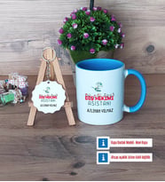 Diş Hekimi Asistanı Kupa Bardak Kırmızı ve Ahşap Anahtarlık Hediye Diş Hekimi Asistanına Hediye (Model 3)