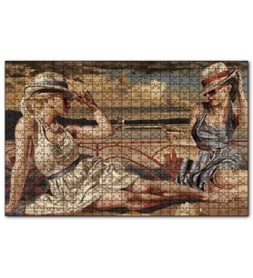 Cakapuzzle Güneşlenen ve Mektup Okuyan Kızlar Puzzle Yapboz MDF (Ahşap) (255 Parça)