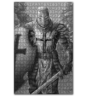 Cakapuzzle Tam Zırhlı Haçlı Askeri Siyah Beyaz Puzzle Yapboz MDF (Ahşap) (1000 Parça)
