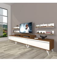 Decoraktiv Ekoflex 270r Mdf Retro Tv Ünitesi Tv Sehpası (Beyaz - Kahverengi)