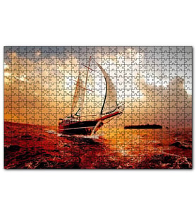 Cakapuzzle Yelkenli Gemi Dalgalı Deniz Bulutlu Gök Görseli  Puzzle Yapboz MDF (Ahşap) (255 Parça)
