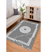 Dijital Kaymaz Taban Yıkanabilir Renkli Salon Halısı Mutfak Halısı Yolluk ND-SD-593 (Gri)