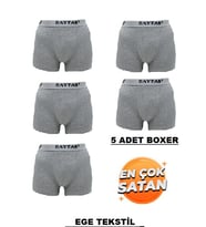 Pamuklu Ekonomik Likralı Erkek Boxer 5 Lı (Gri)
